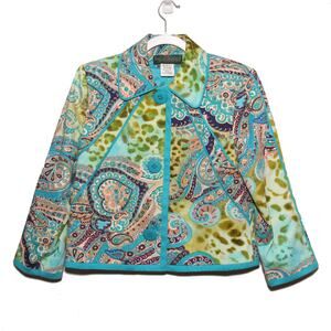 Vintage Harve Benard Paisley Print Short Blazer Jacket Size 16M
